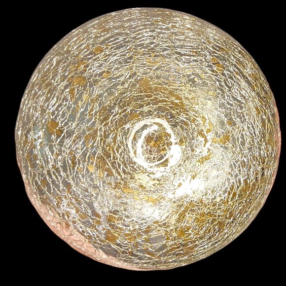 Large Silver Crackle Glass Gold Flakes Christmas Ornaments Kugel Style Set Of 4 - Picture 4 of 6